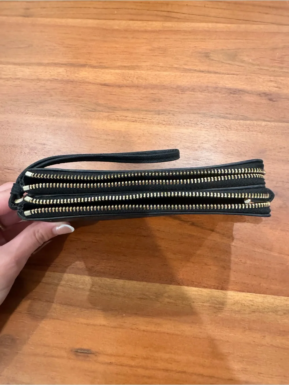 Coach Brown and Black Signature Zip Wristlet